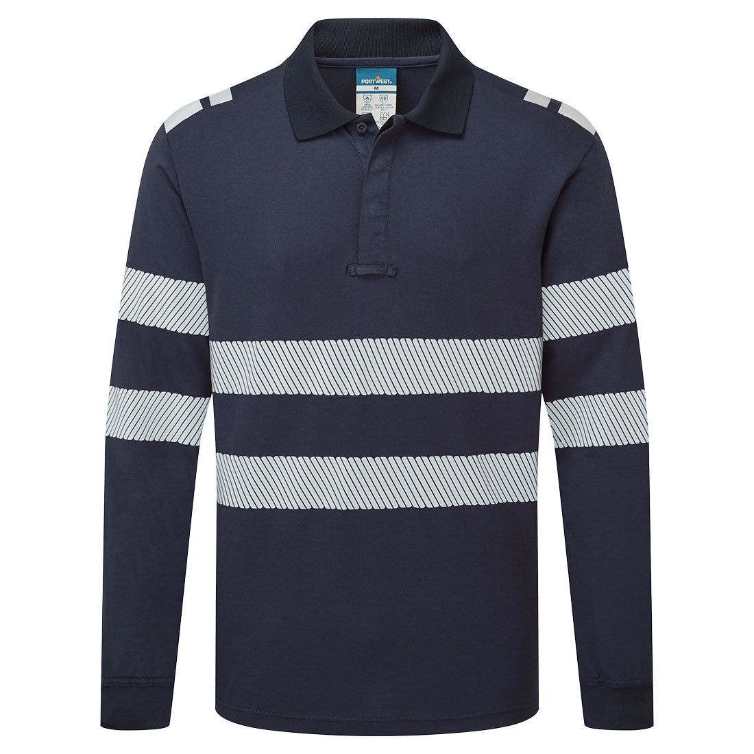 Portwest PW3 Modaflame Knit FR Long Sleeve Polo Shirt Navy