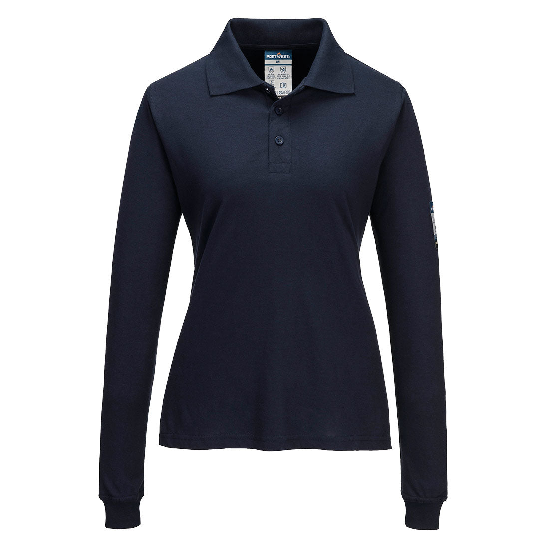 Portwest Modaflame Knit FR Women's Long Sleeve Polo Shirt Navy