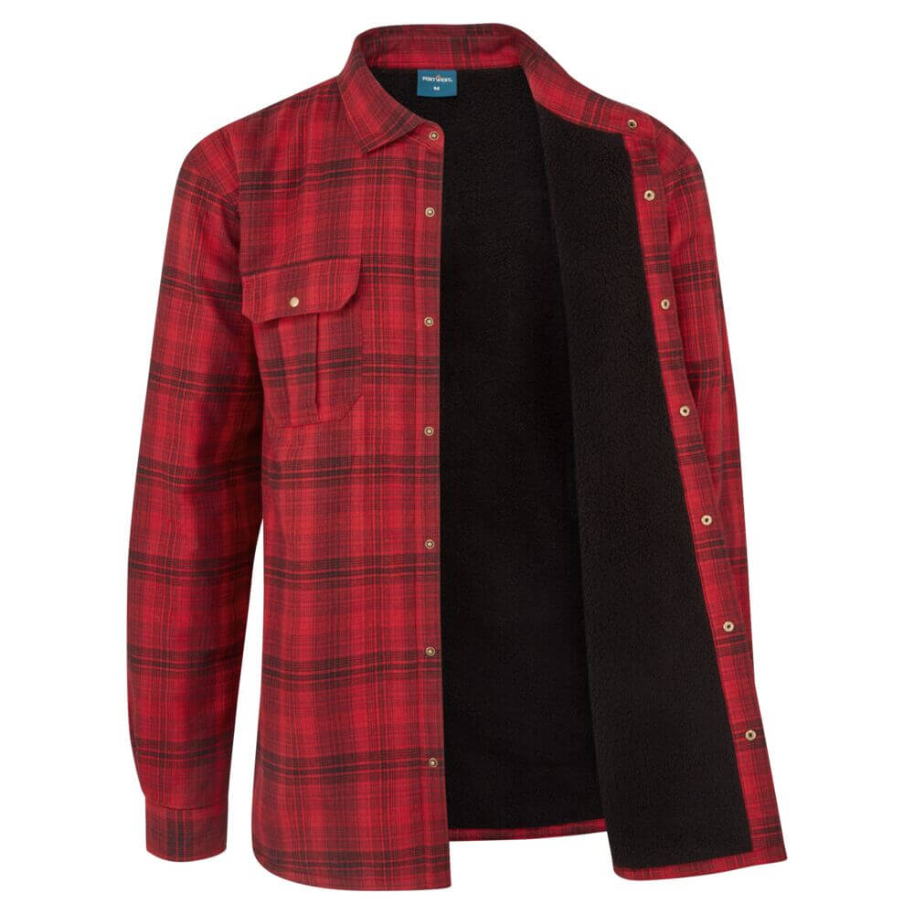 Portwest KA3 Sherpa Lined Check Shirt Red