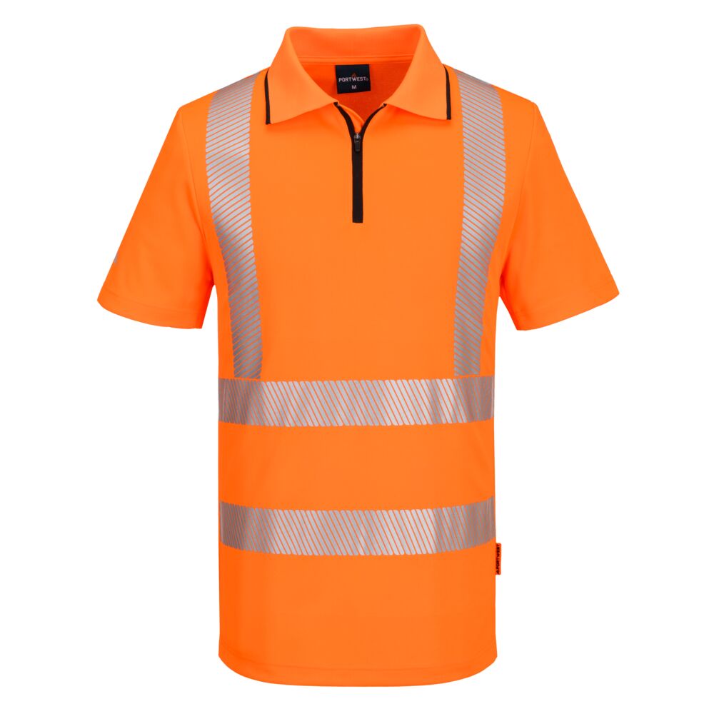 Portwest KX3 Sport Hi-Vis Zip Polo Shirt S/S Orange
