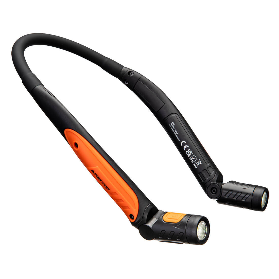 Portwest USB Rechargeable LED Neck Light Black/Orange