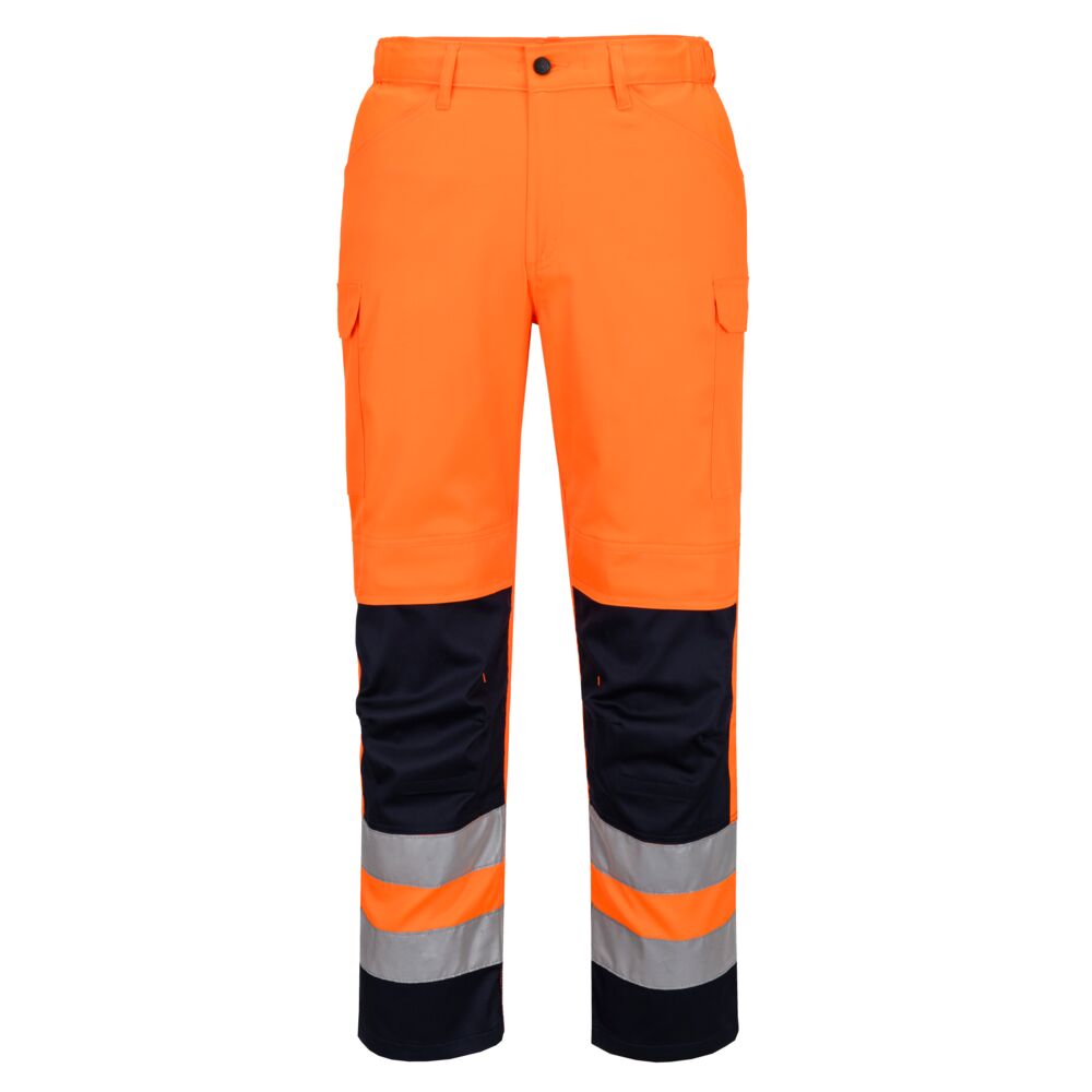 Portwest Hi-Vis Mesh Panel Trousers Orange/Navy