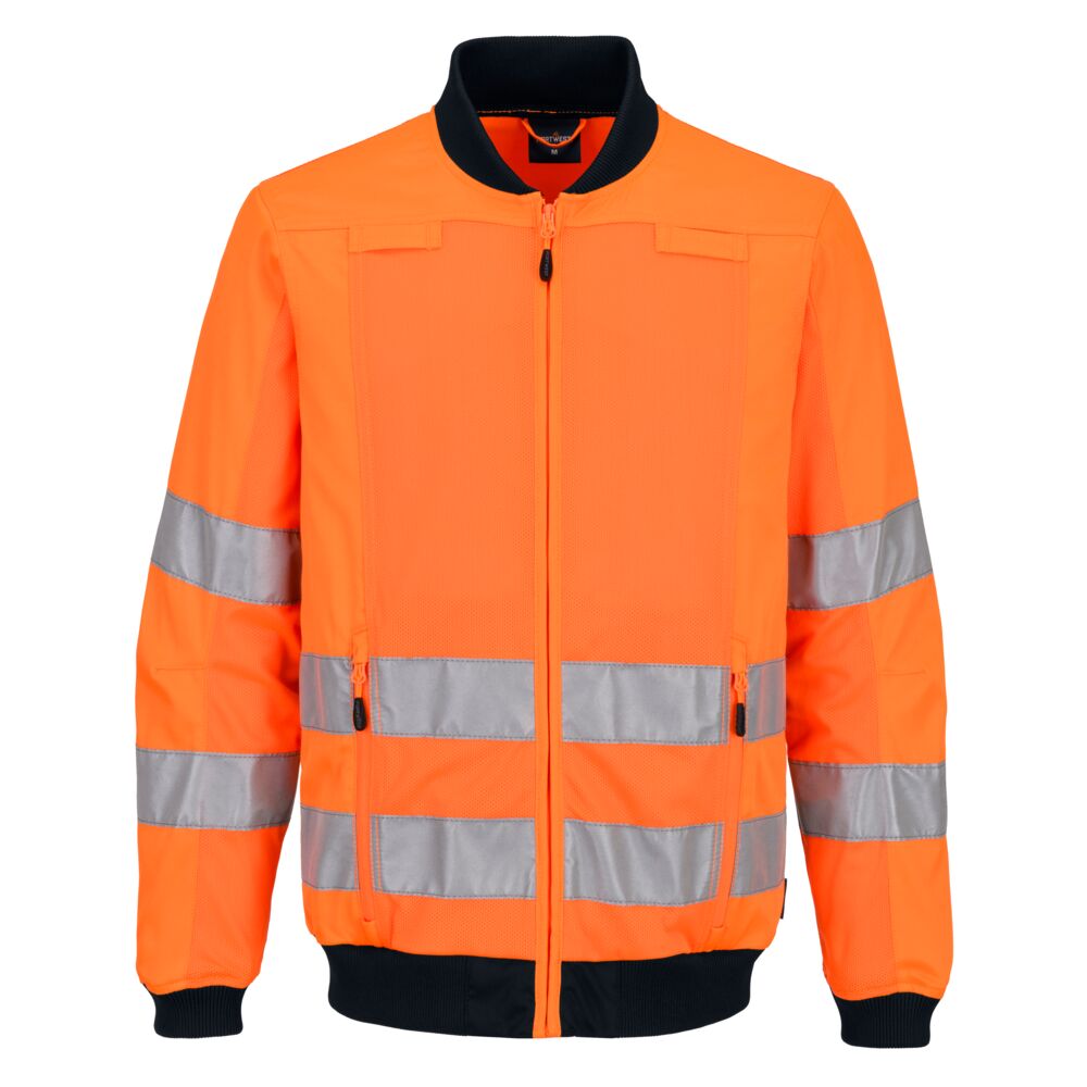Portwest Hi-Vis Mesh Panel Work Jacket Orange/Navy