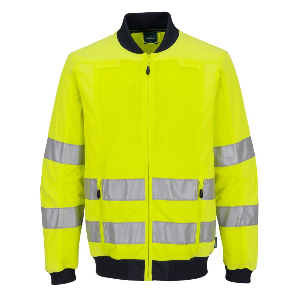 Portwest Hi-Vis Mesh Panel Work Jacket Yellow/Navy