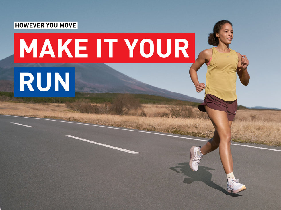 Women out running in the countryside in Asics Kayano runners