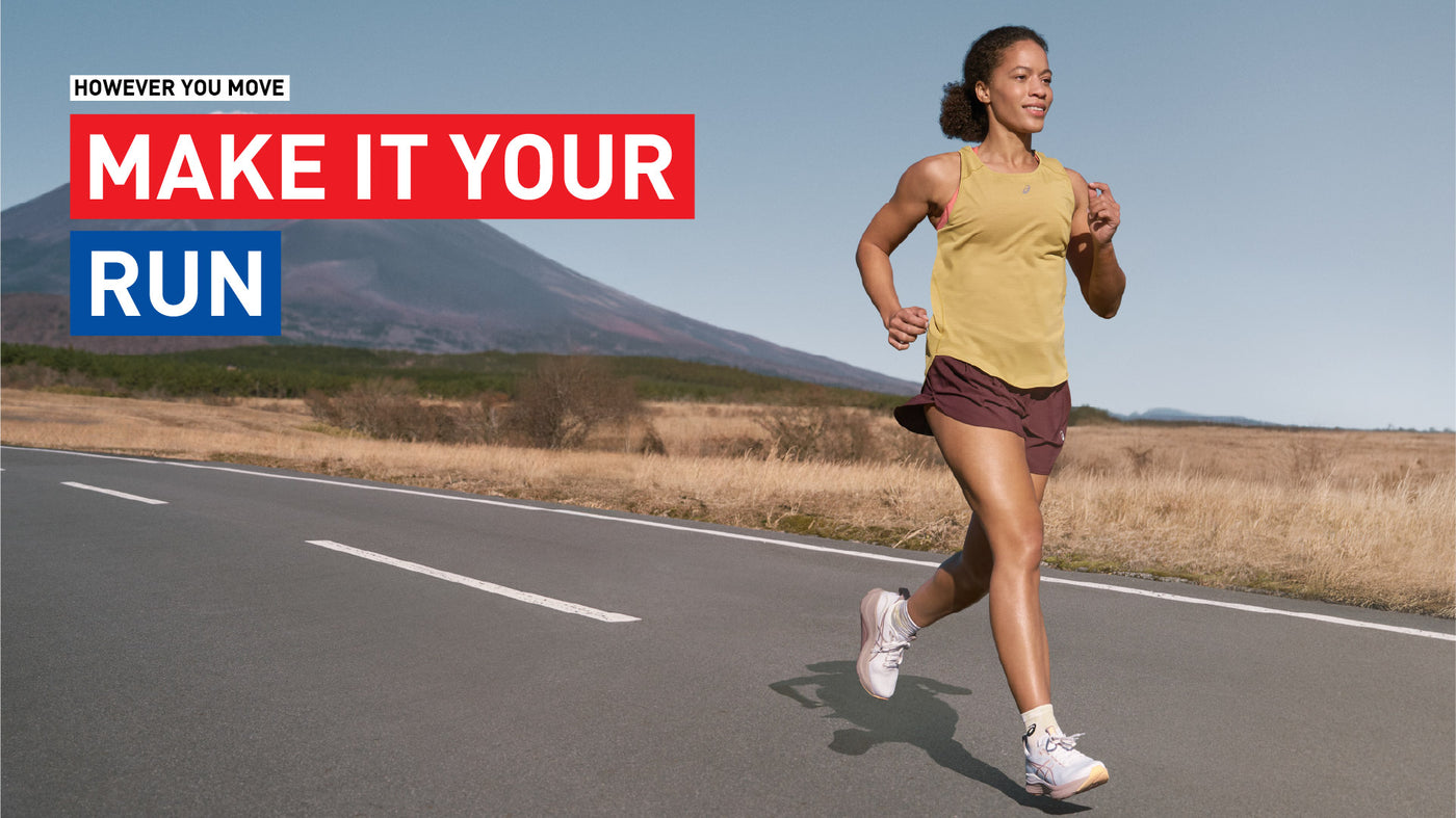 Women out running in the countryside in Asics Kayano runners