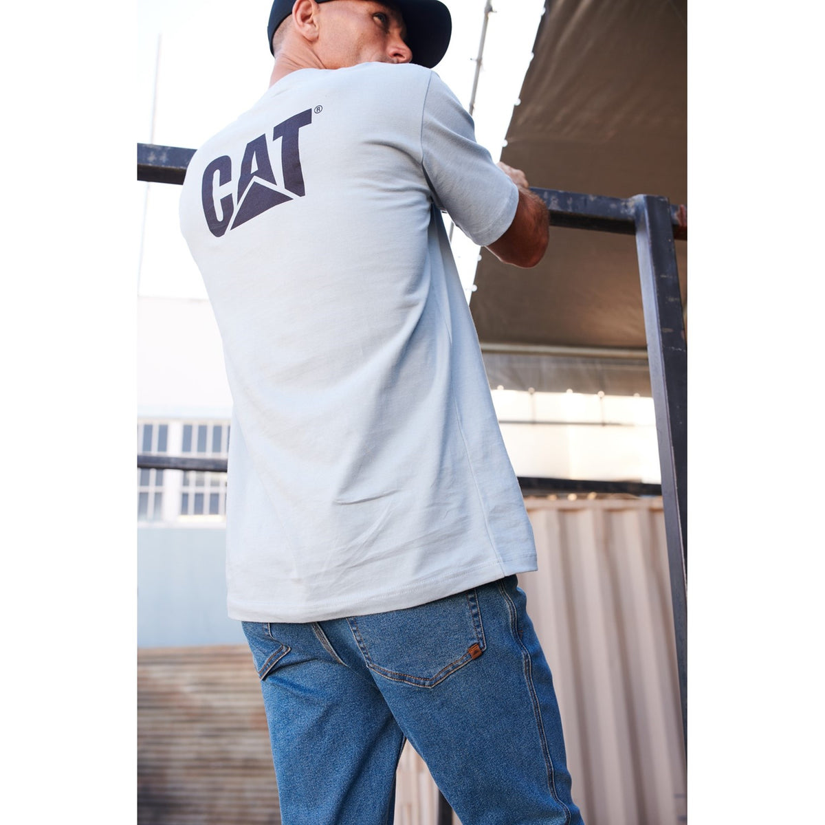 Caterpillar Mens Trademark Tee Blue Fog Heather