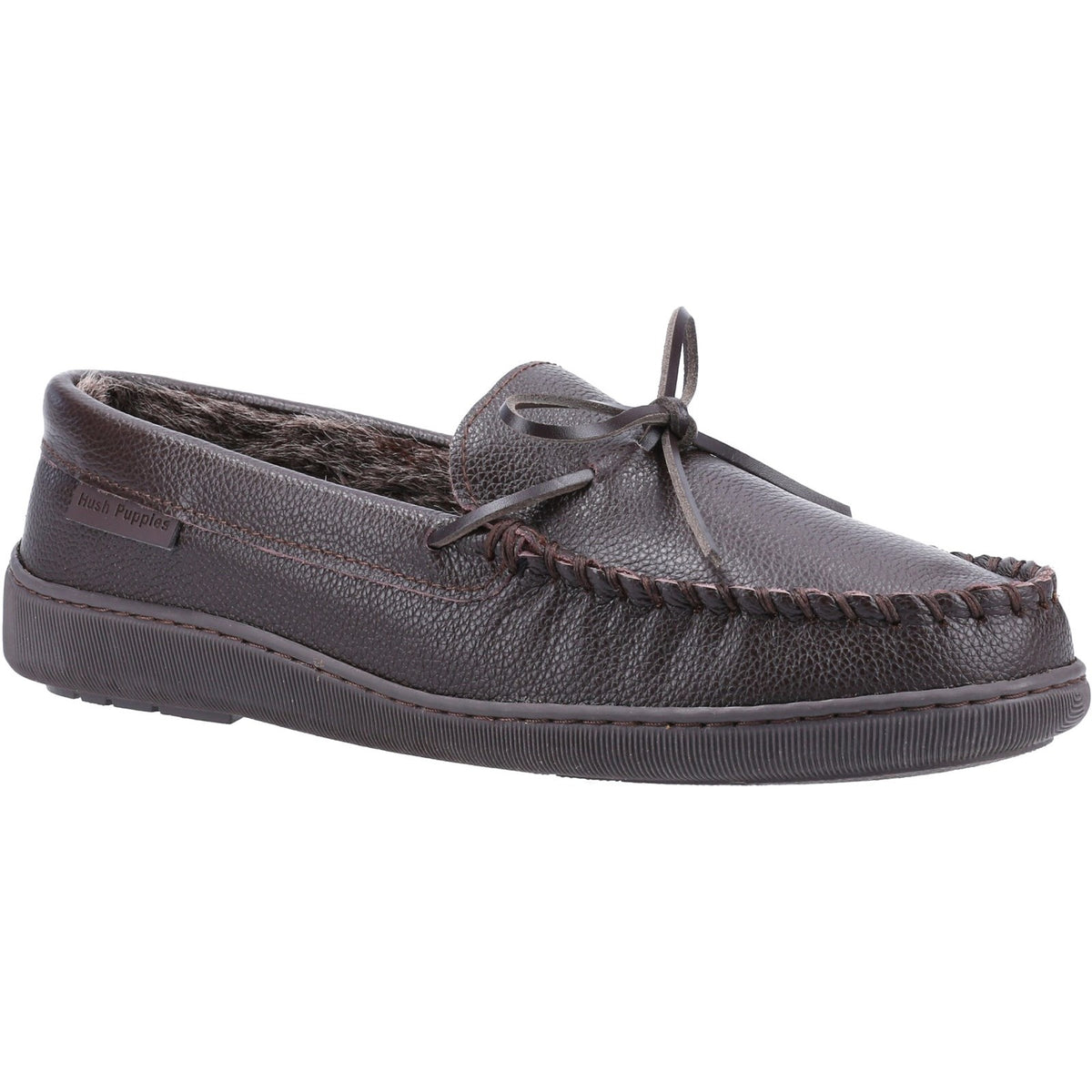 Hush Puppies Mens Ace Leather Slipper Brown