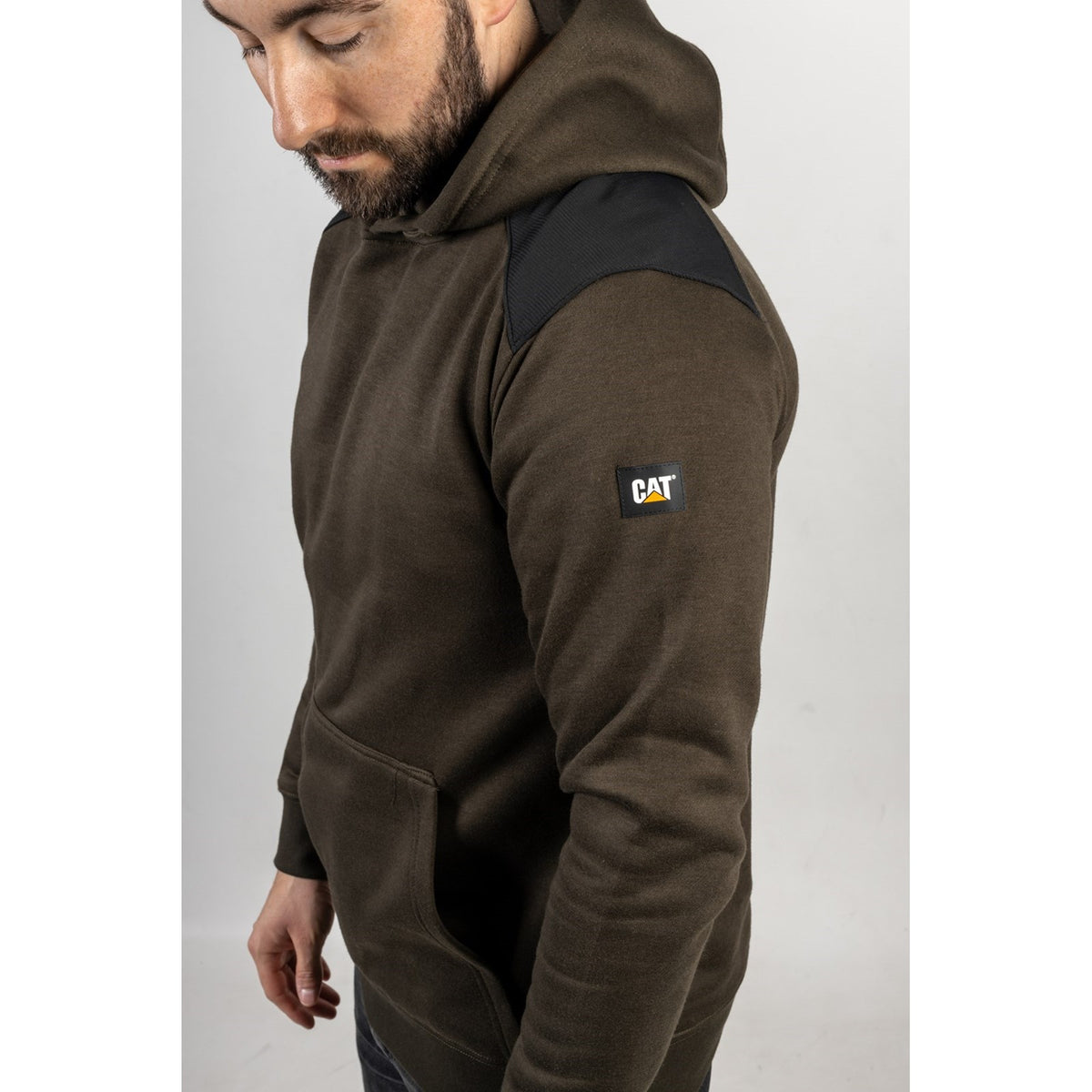 Caterpillar Mens Essentials Hooded Sweatshirt Army Moss