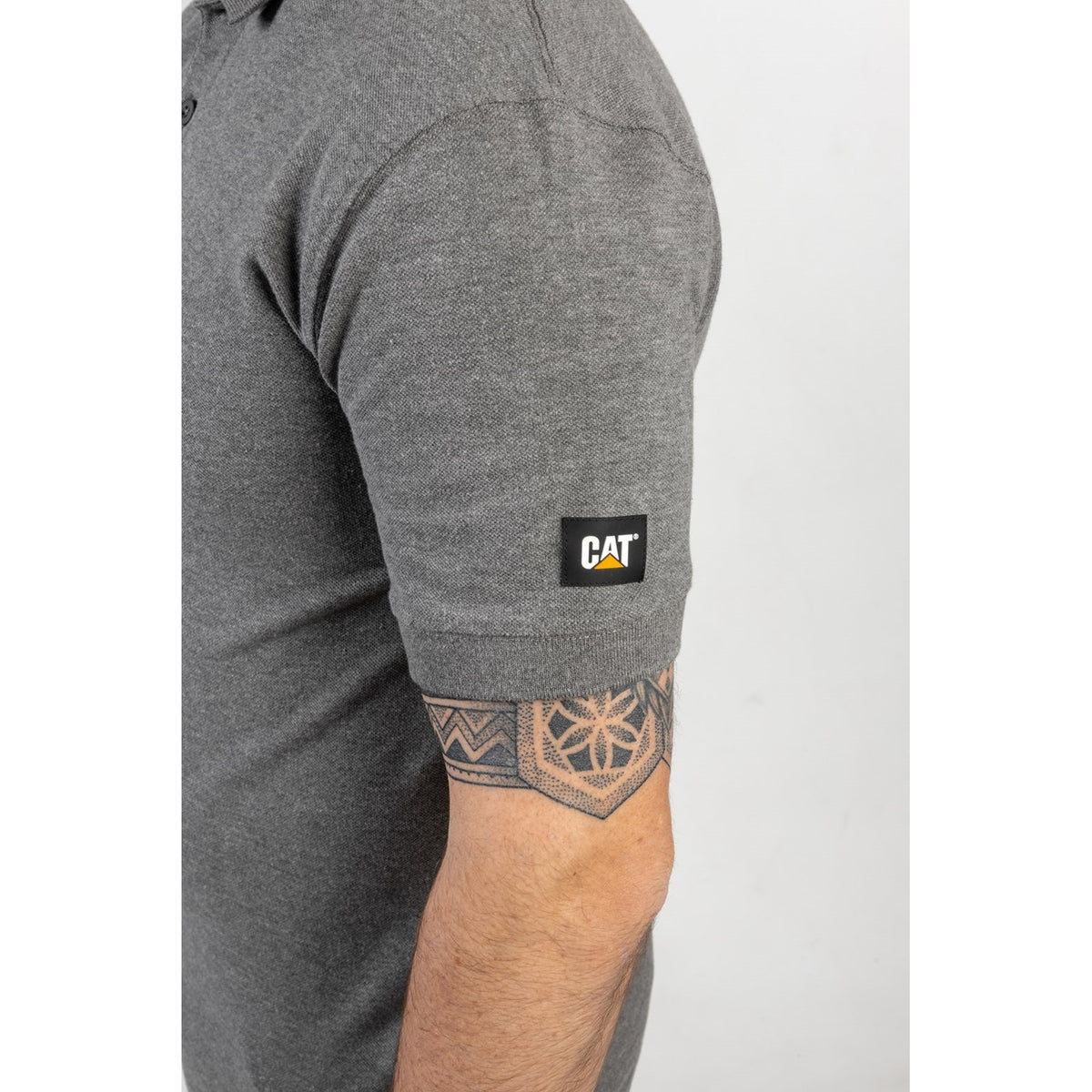 Caterpillar Mens Essentials Polo Shirt Dark Heather Grey