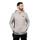 Caterpillar Mens Coolmax Quarter Zip Hoodie Heather Grey