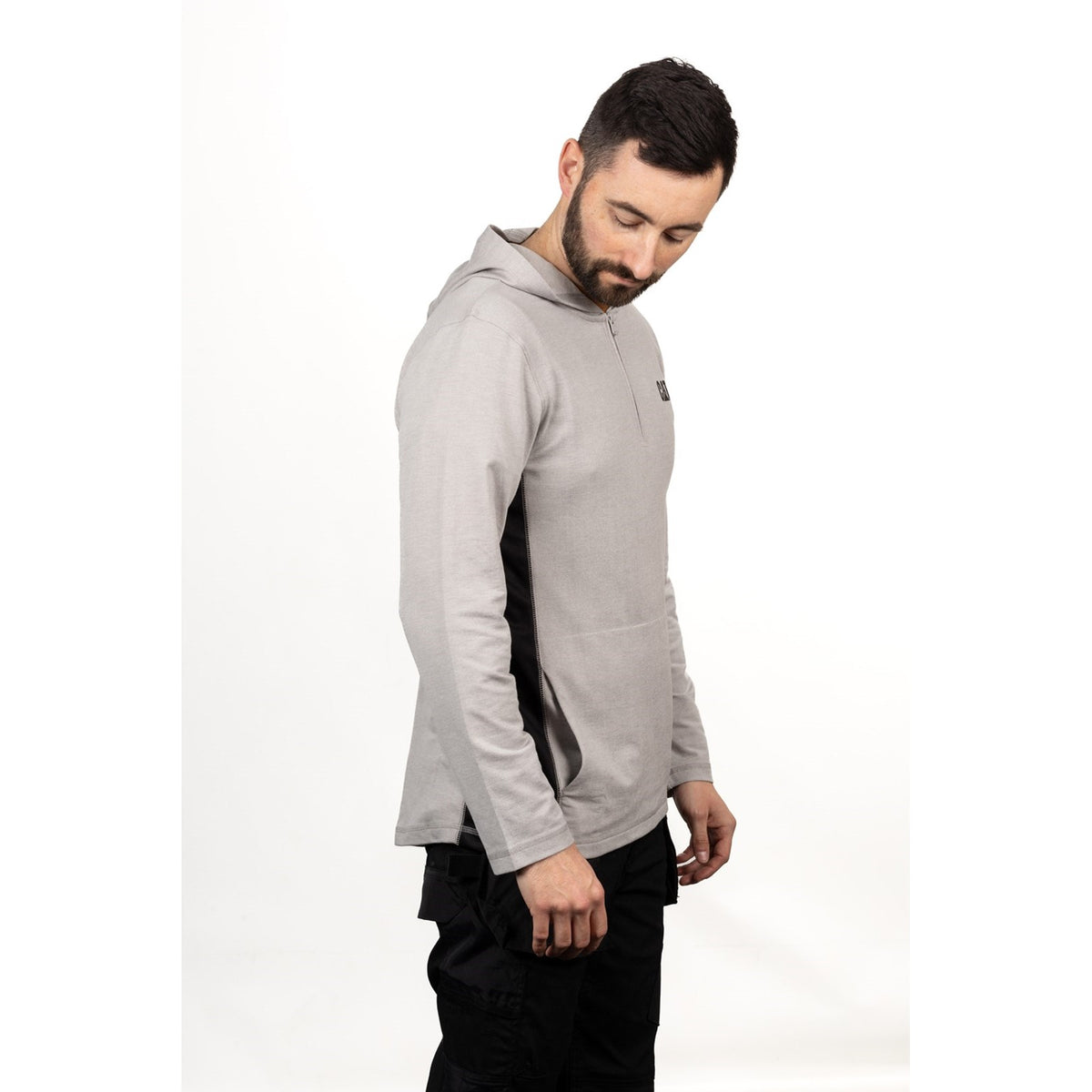 Caterpillar Mens Coolmax Quarter Zip Hoodie Heather Grey