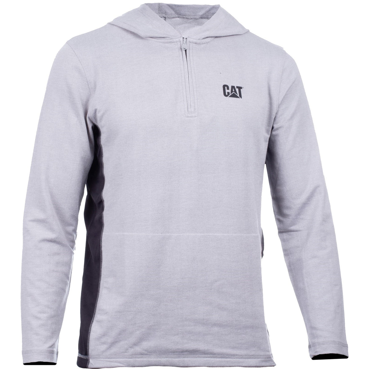 Caterpillar Mens Coolmax Quarter Zip Hoodie Heather Grey