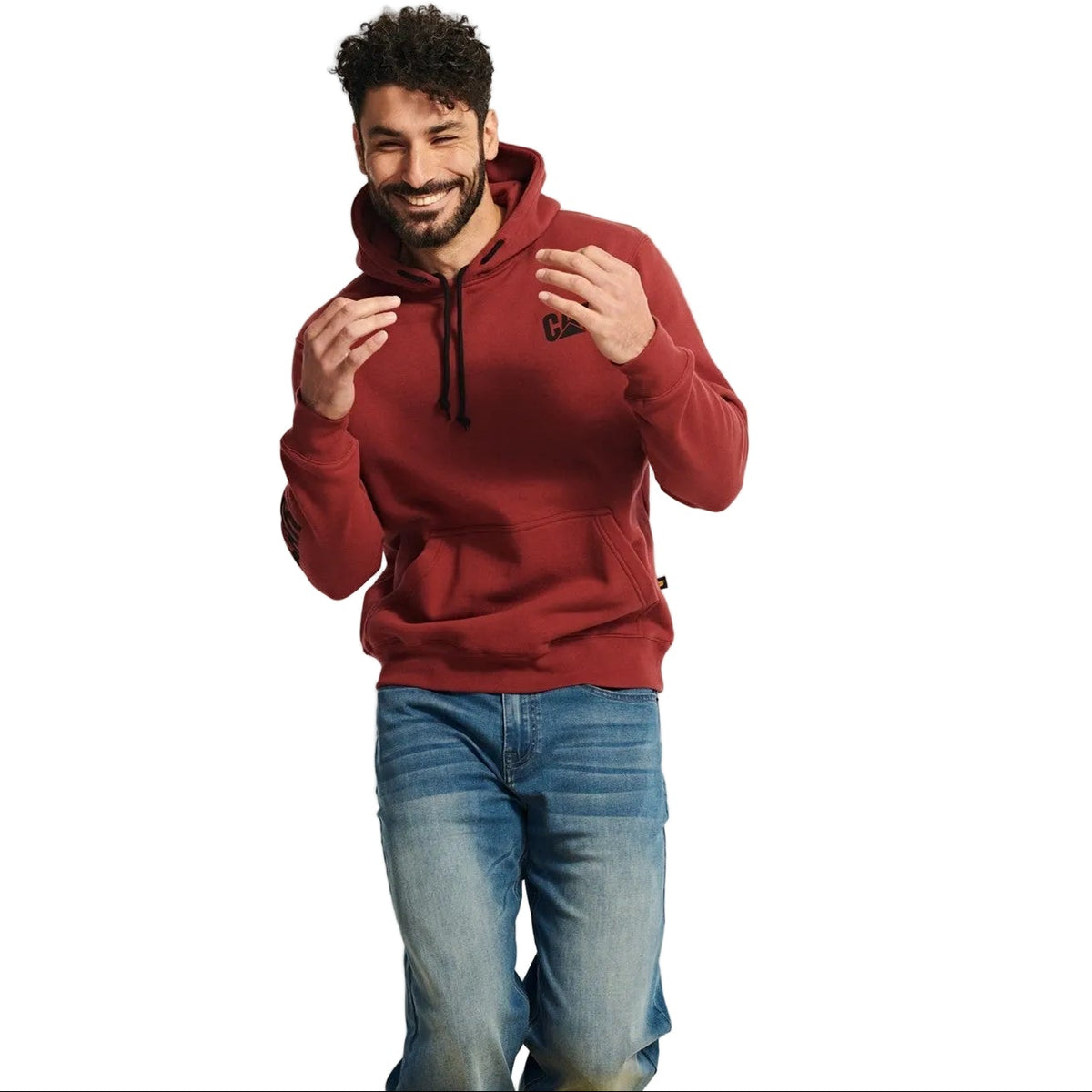 Caterpillar Mens Trademark Banner Hooded Sweatshirt Brick