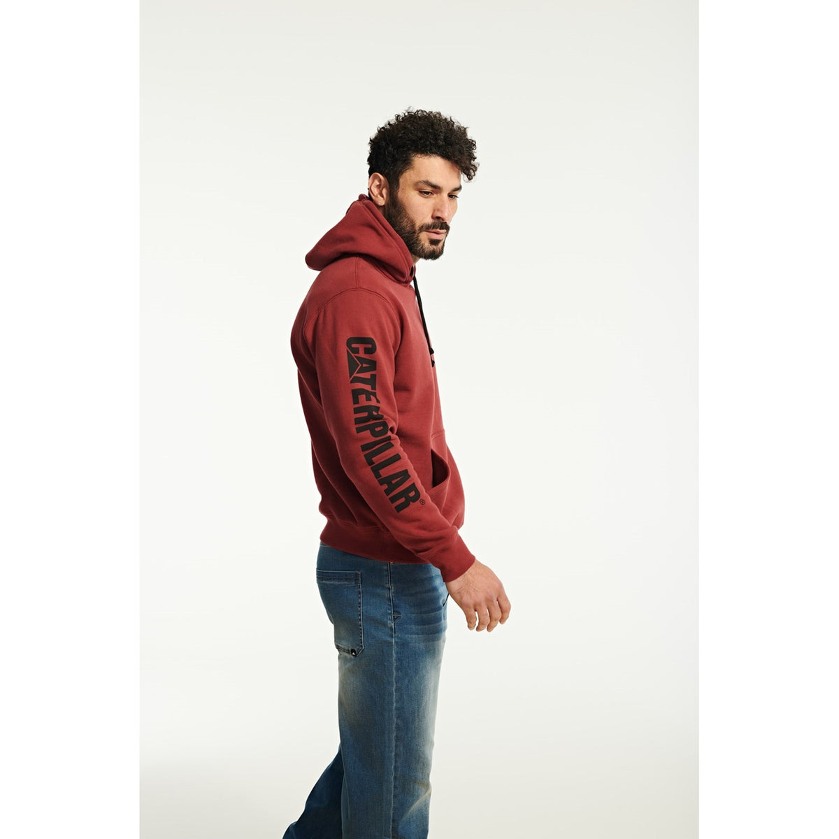 Caterpillar Mens Trademark Banner Hooded Sweatshirt Brick