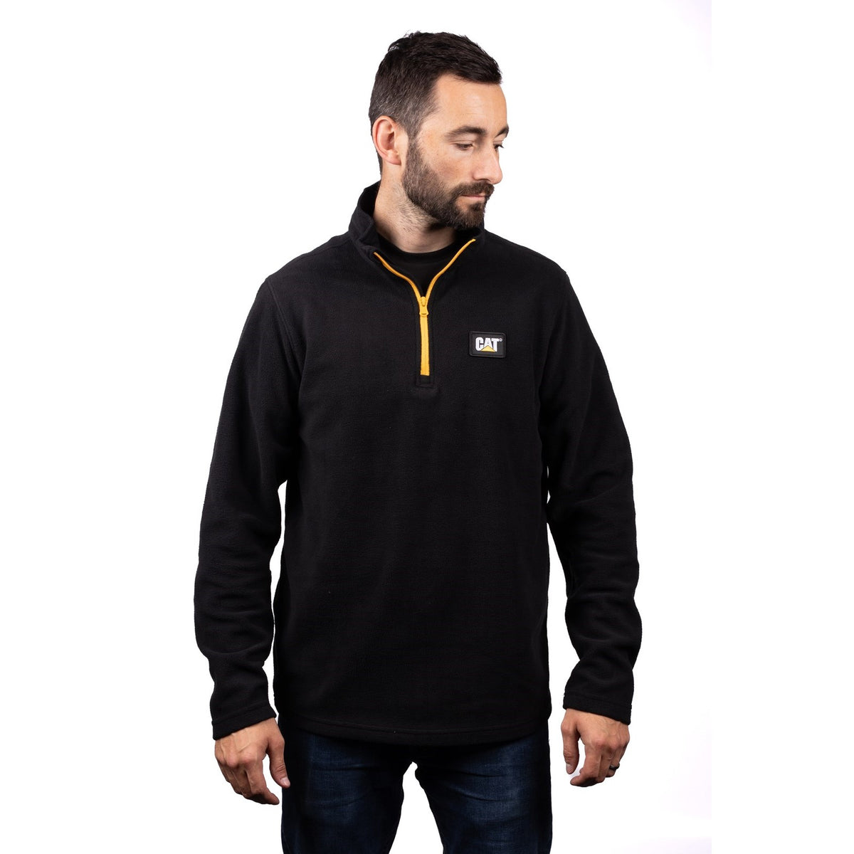 Caterpillar Mens Cat Microfleece Quarter Zip Black/Yellow