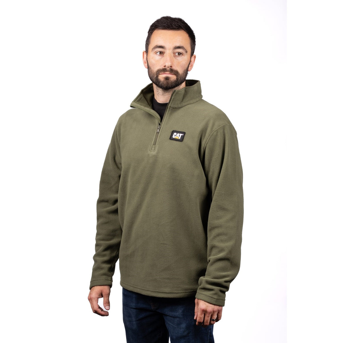 Caterpillar Mens Cat Microfleece Quarter Zip Chive