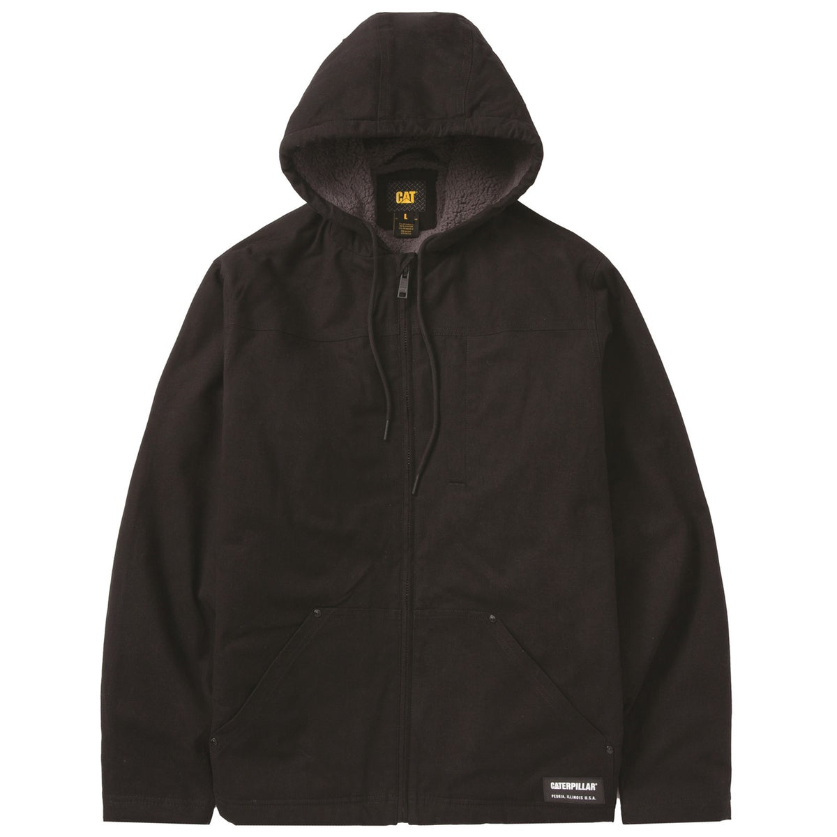 Caterpillar Mens Hooded Sherpa Lined Jacket Black