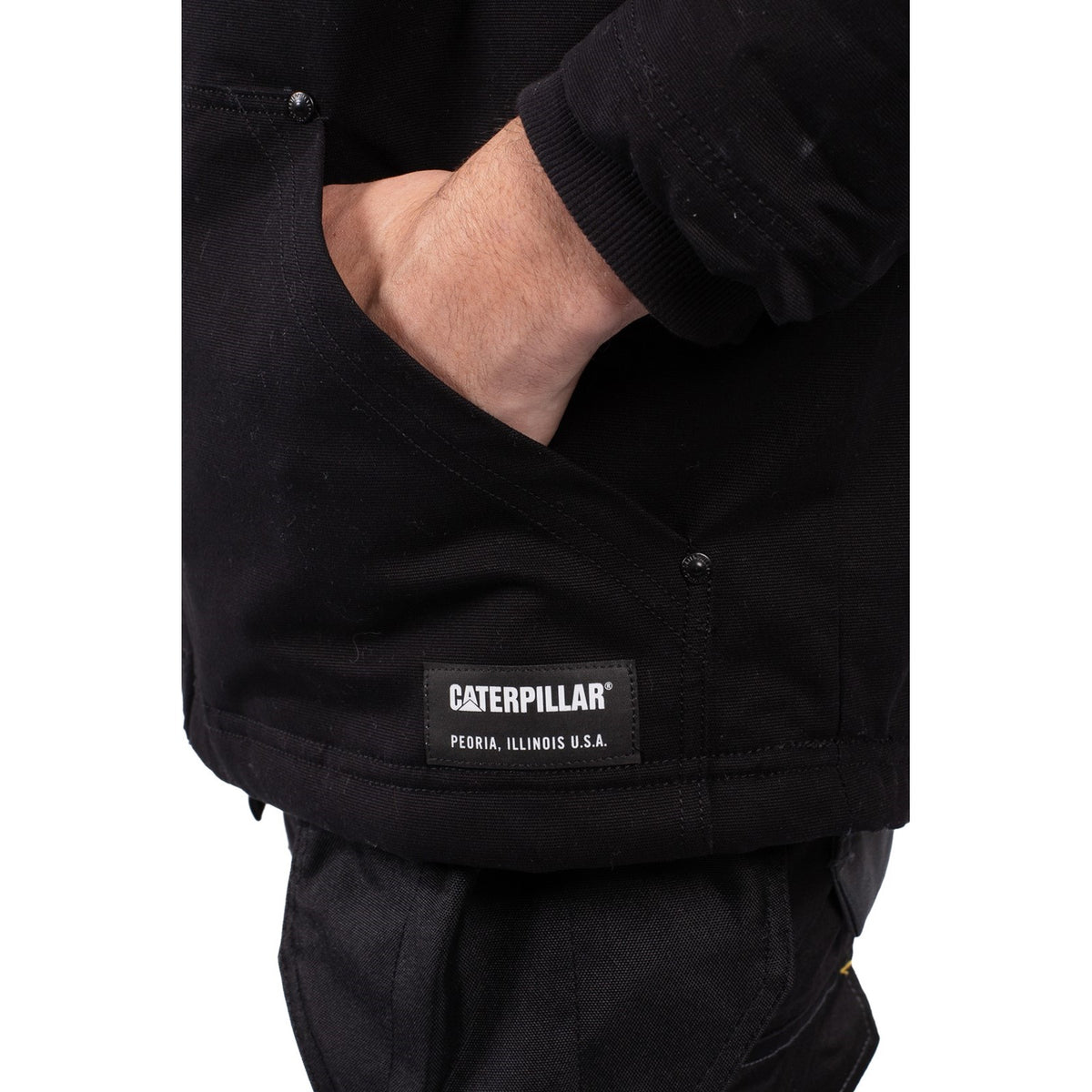 Caterpillar Mens Hooded Sherpa Lined Jacket Black