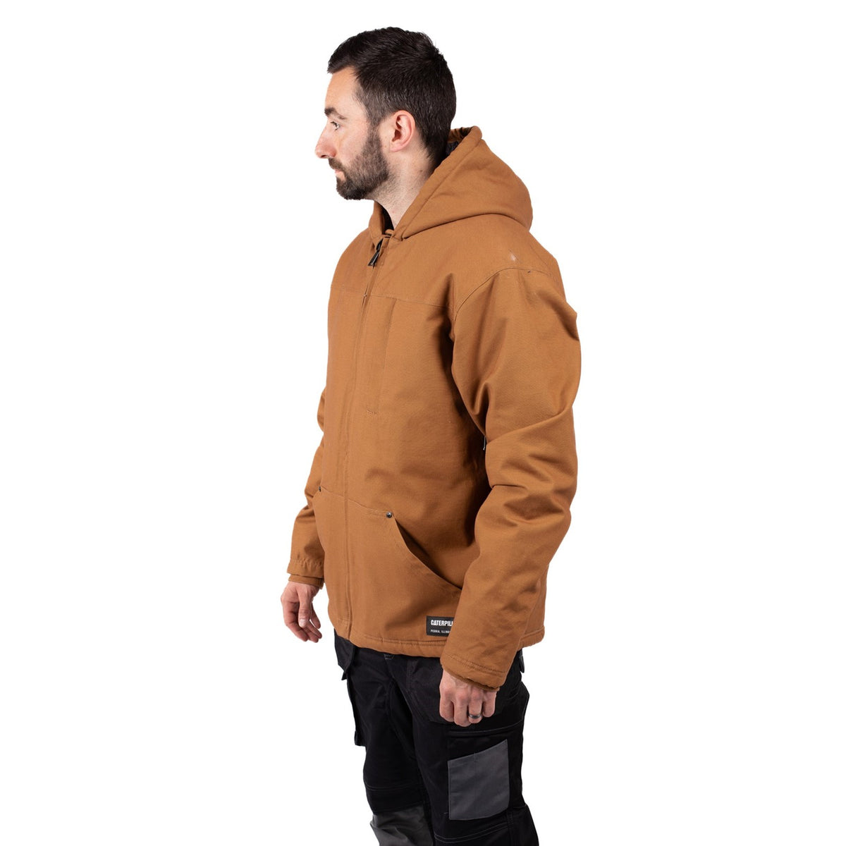 Caterpillar Mens Hooded Sherpa Lined Jacket Bronze