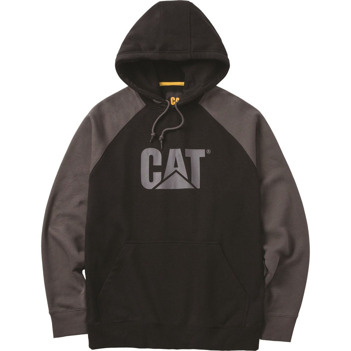 Caterpillar Mens Raglan Hooded Sweatshirt Black/Magnet