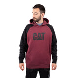 Caterpillar Mens Raglan Hooded Sweatshirt Carmenere Heather/Black