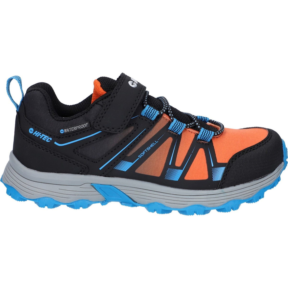 Hi-Tec Junior Kids SCRAPPY LOW WP JR Trail Shoe Black/Blue Danube/Flame