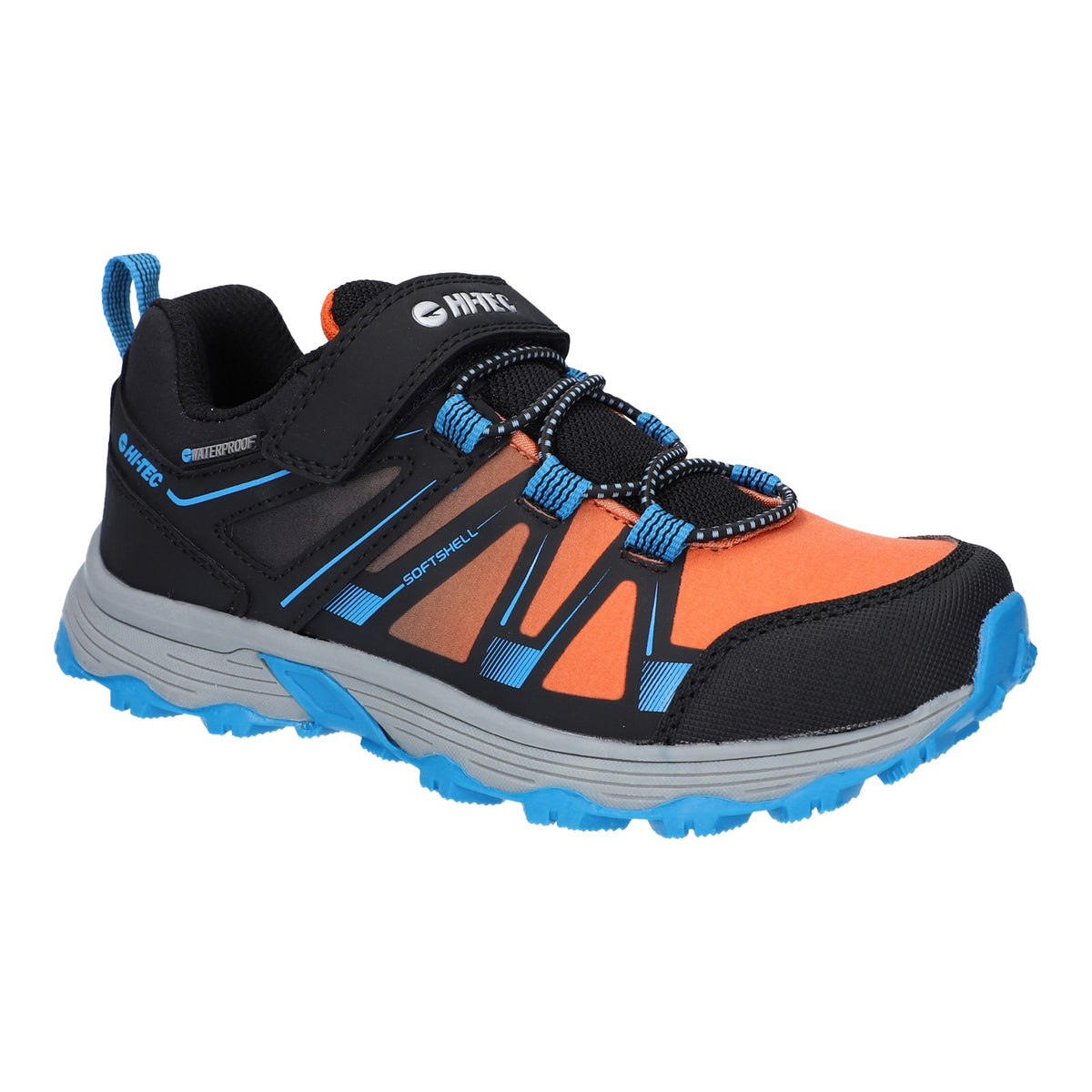 Hi-Tec Junior Kids SCRAPPY LOW WP JR Trail Shoe Black/Blue Danube/Flame