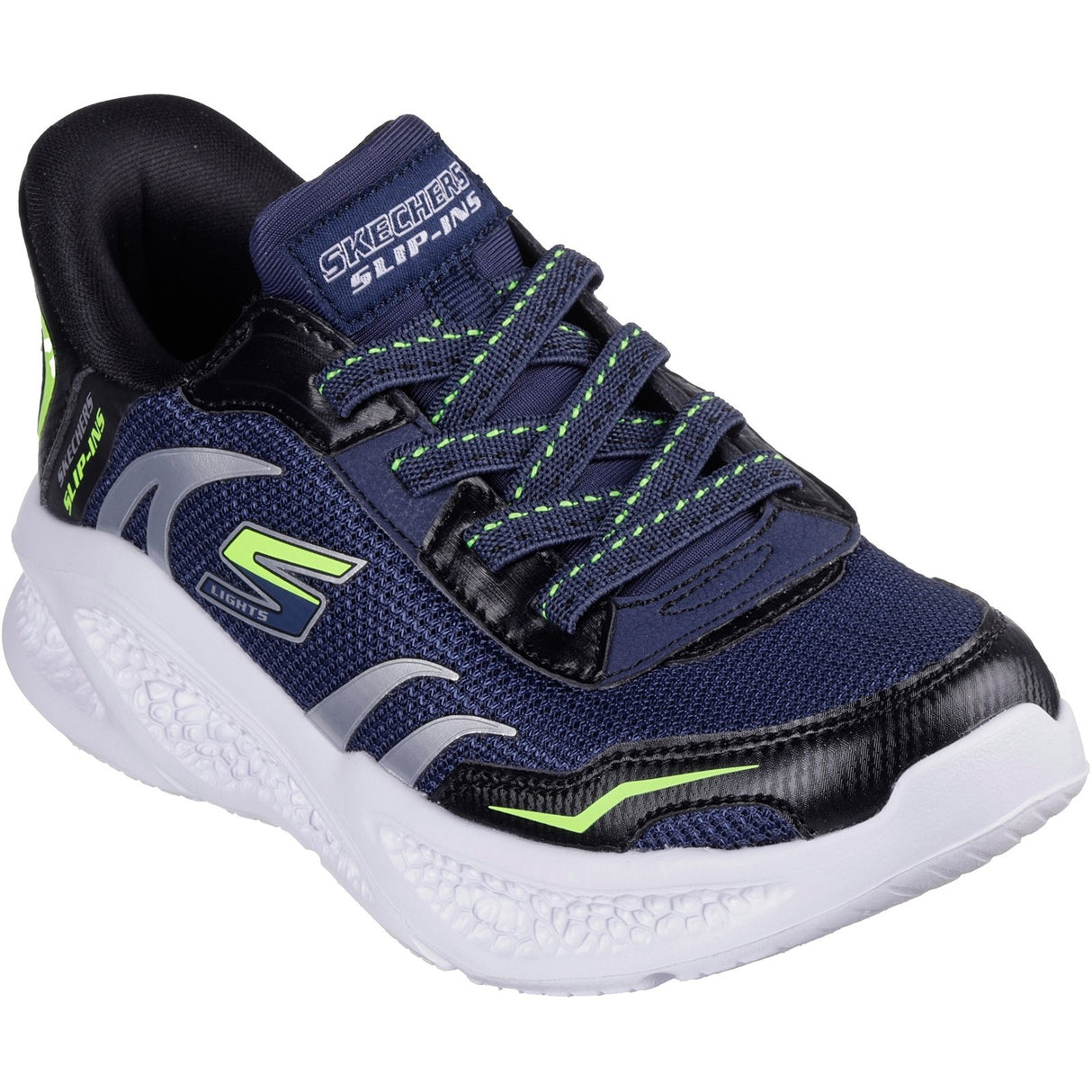 Skechers Junior Boys Meteor-Lights Brisk-Beams Trainers Navy/Black