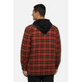 Dickies Mens Fleece Hooded Flannel Shirt Red Ochre