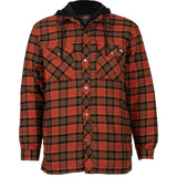 Dickies Mens Fleece Hooded Flannel Shirt Red Ochre