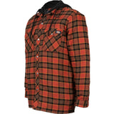 Dickies Mens Fleece Hooded Flannel Shirt Red Ochre