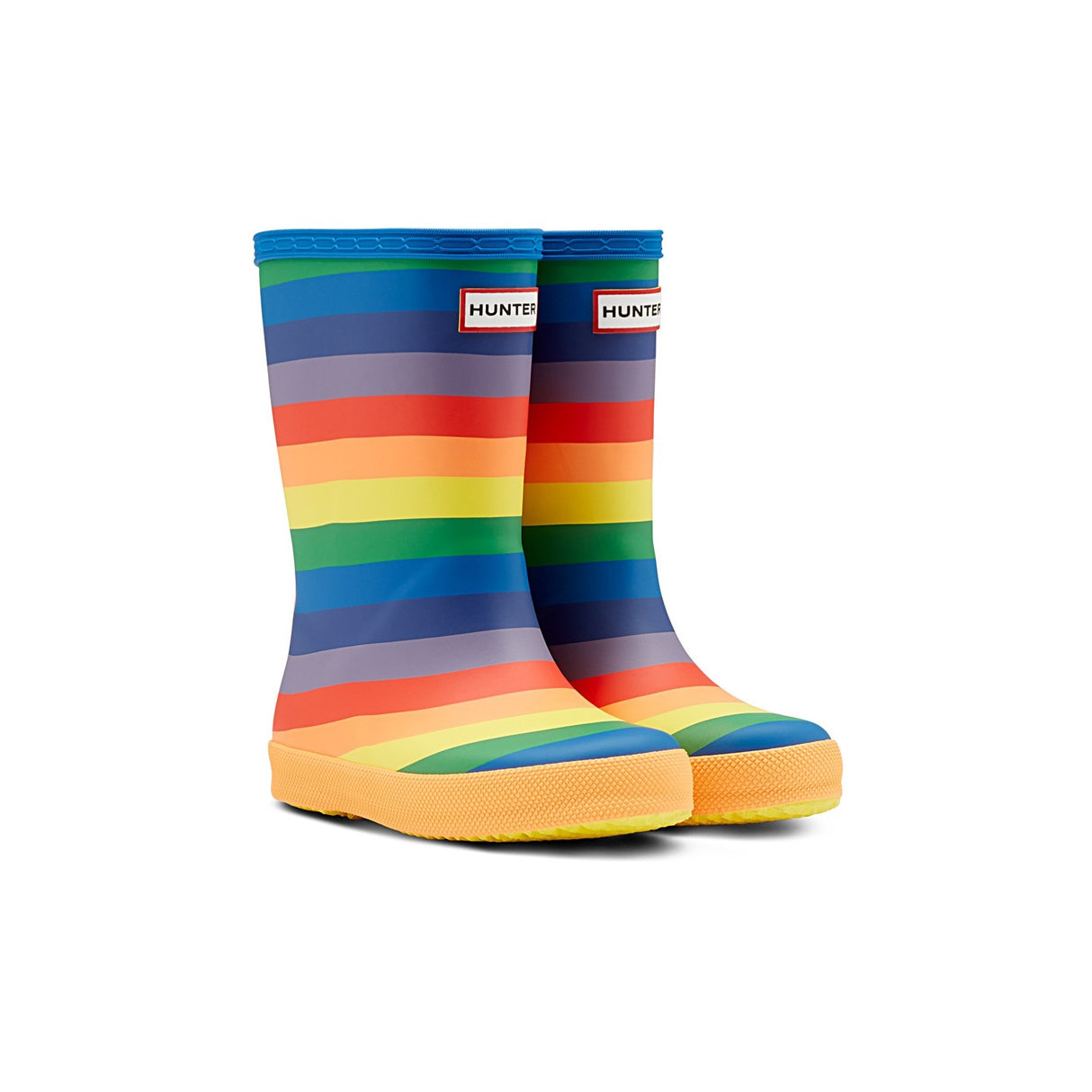 Hunter Junior Kids Original First Classic Rainbow Print Wellington Boots Multicoloured