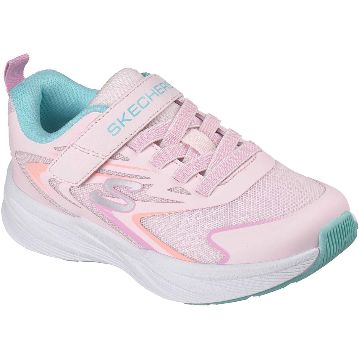Skechers Junior Girls Microspec Tread Hyper Speed Trainers Light Pink/Multi