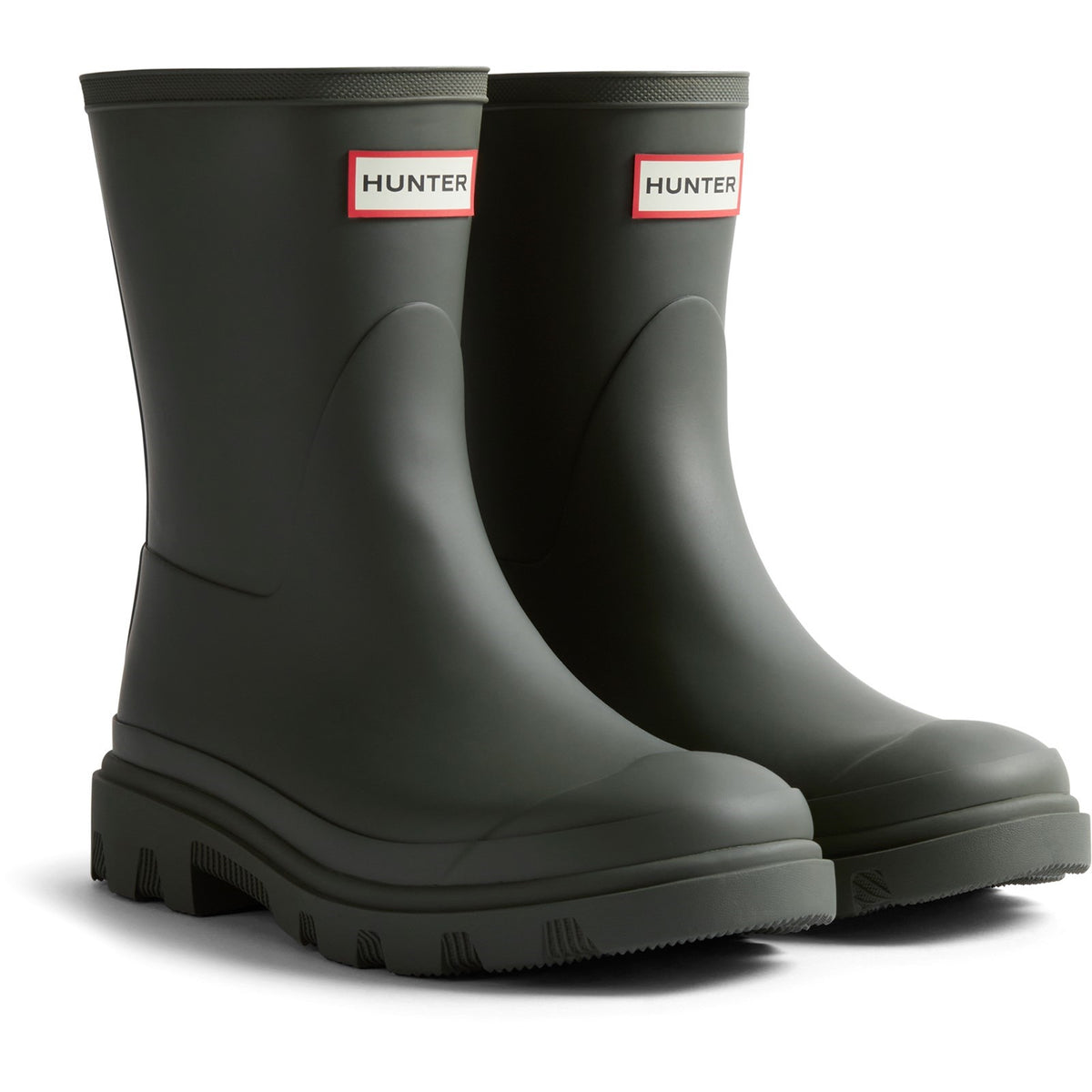 Hunter Mens Unisex Downpour Short Boot Dark Olive