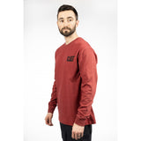 Caterpillar Mens Trademark Banner Long Sleeve T-Shirt Brick