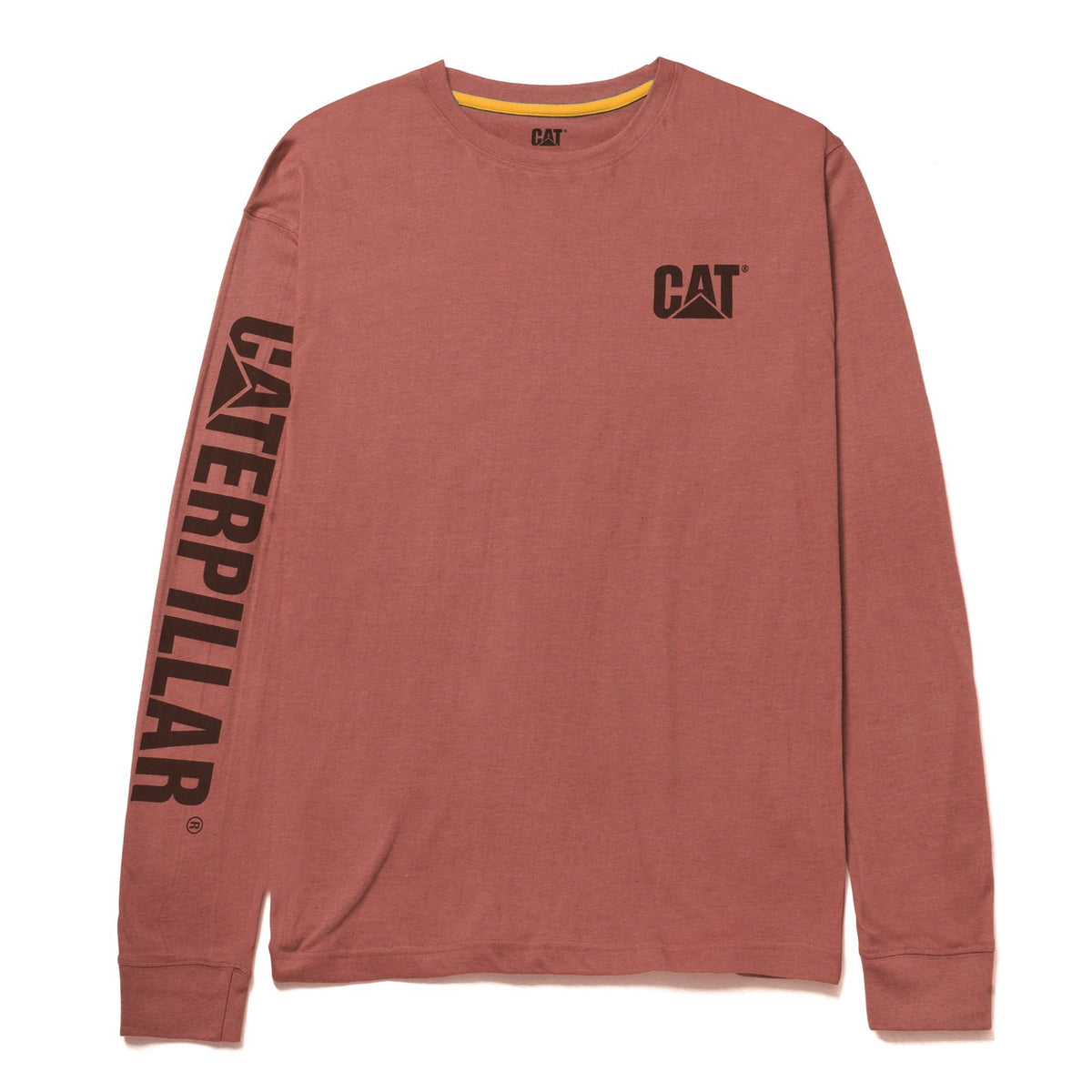 Caterpillar Mens Trademark Banner Long Sleeve T-Shirt Brick