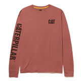 Caterpillar Mens Trademark Banner Long Sleeve T-Shirt Brick