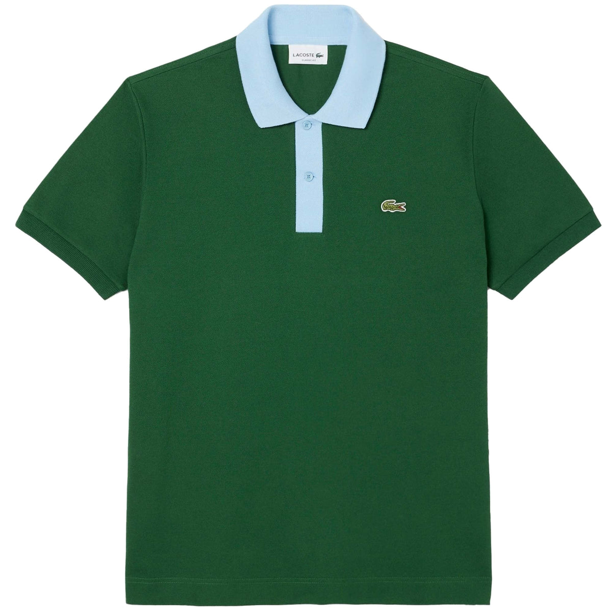 Lacoste Mens Contrast Collar Polo Shirt Green