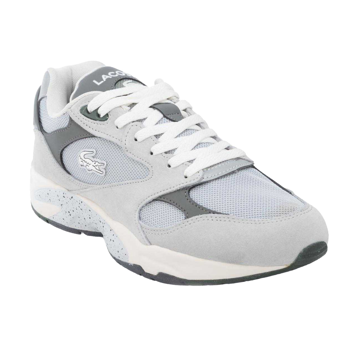 Lacoste Mens Storm 96 Vintage Leather Trainers Grey