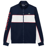 Lacoste Mens Logo Printed Zipped Tennis Jacket Navy Blue/White