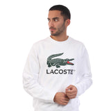 Lacoste Mens Fleece Crew Neck Sweatshirt White