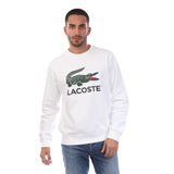 Lacoste Mens Fleece Crew Neck Sweatshirt White