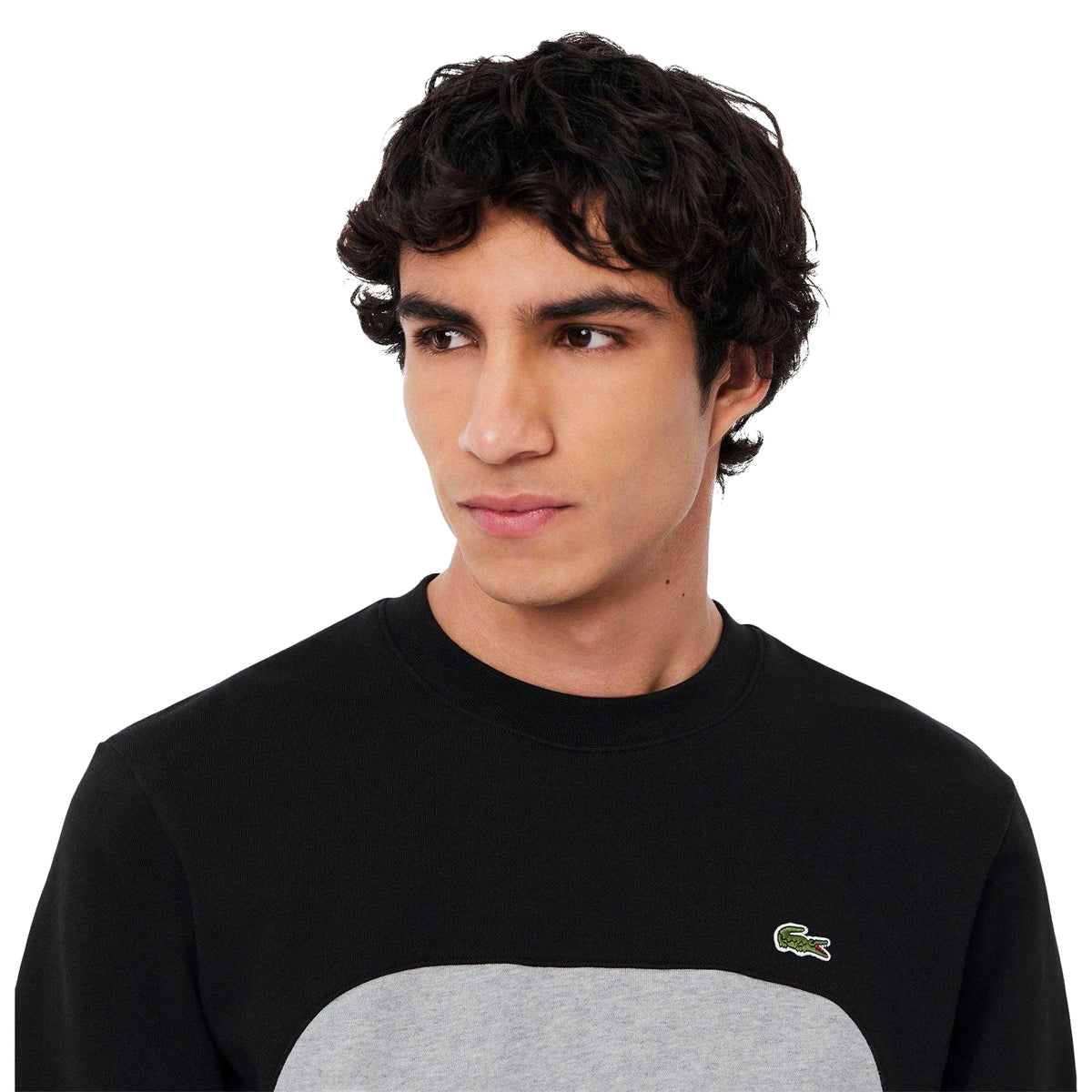 Lacoste Mens Colour Block Fleece Sweatshirt Grey/Black