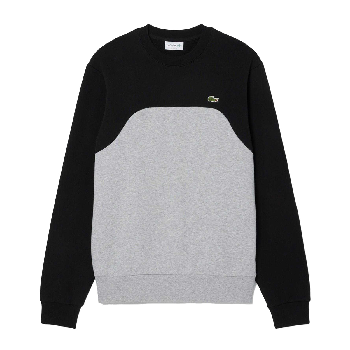 Lacoste Mens Colour Block Fleece Sweatshirt Grey/Black