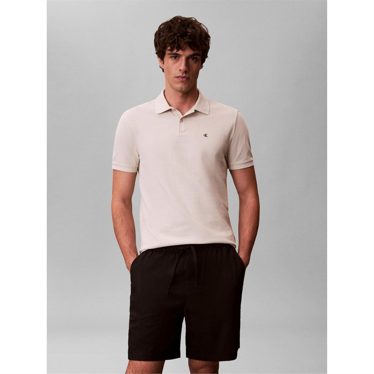 Calvin Klein Mens Polo Shirt Oatmeal