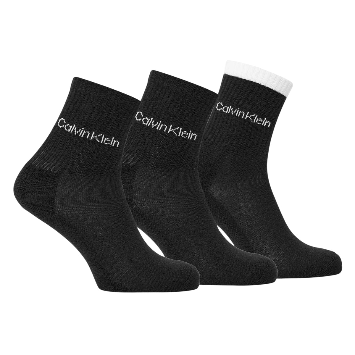 Calvin Klein Womens Logo Crew Socks (Pack of 3) Black