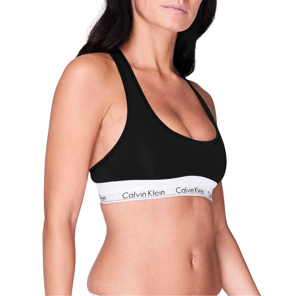 Calvin Klein Womens Logo Cotton Blend Bralette Black