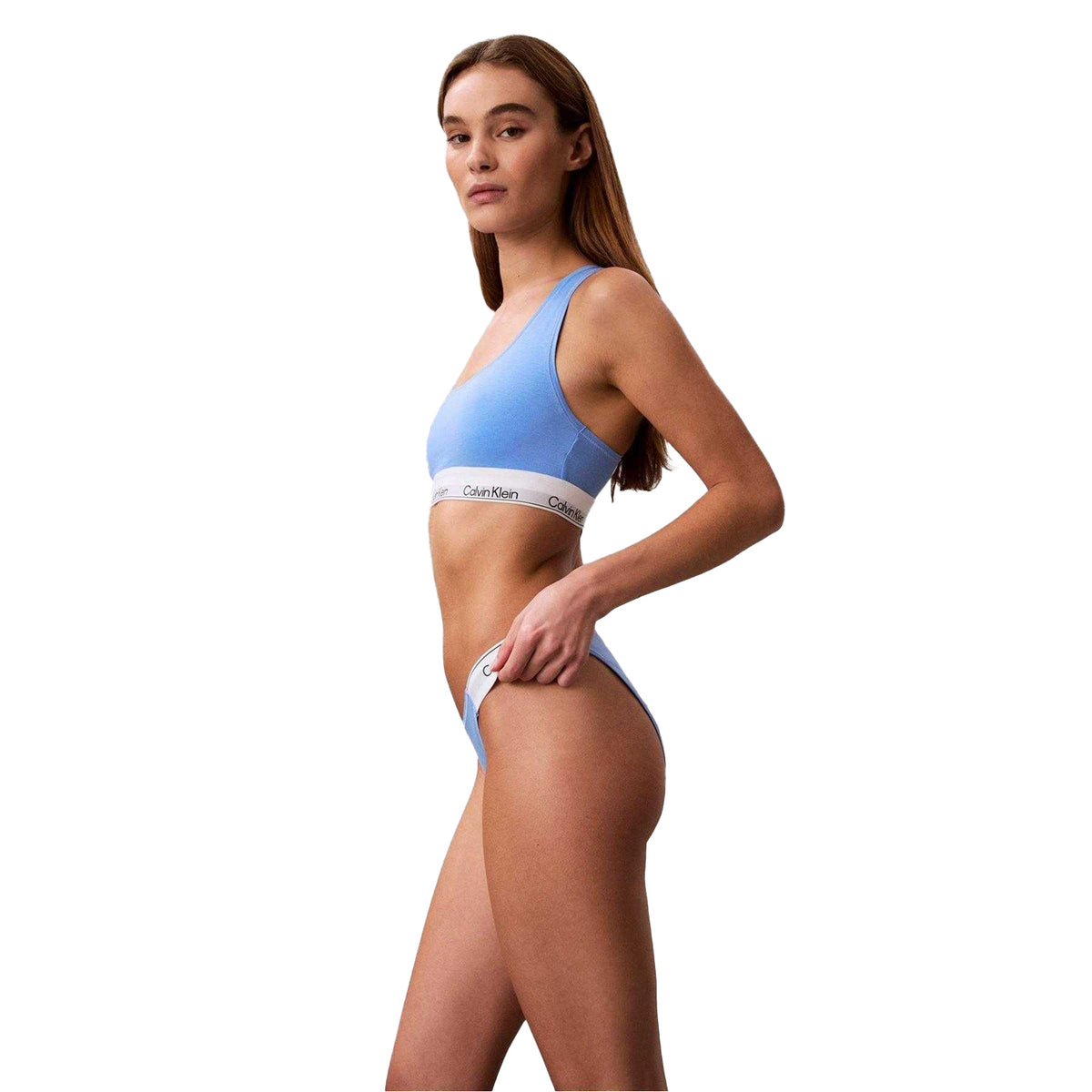 Calvin Klein Womens Logo Cotton Blend Bralette Blue