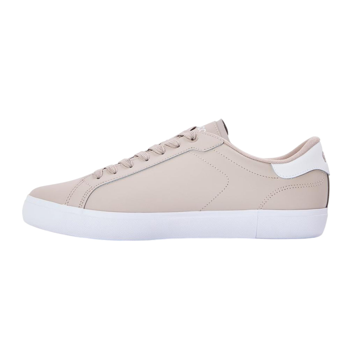 Lacoste Mens Powercourt Leather Flat Trainers Grey/White
